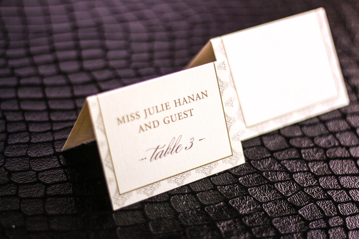 DELICATE FILIGREE 2.5" x 3.5" TENTED PLACE CARDS Julie Hanan Design